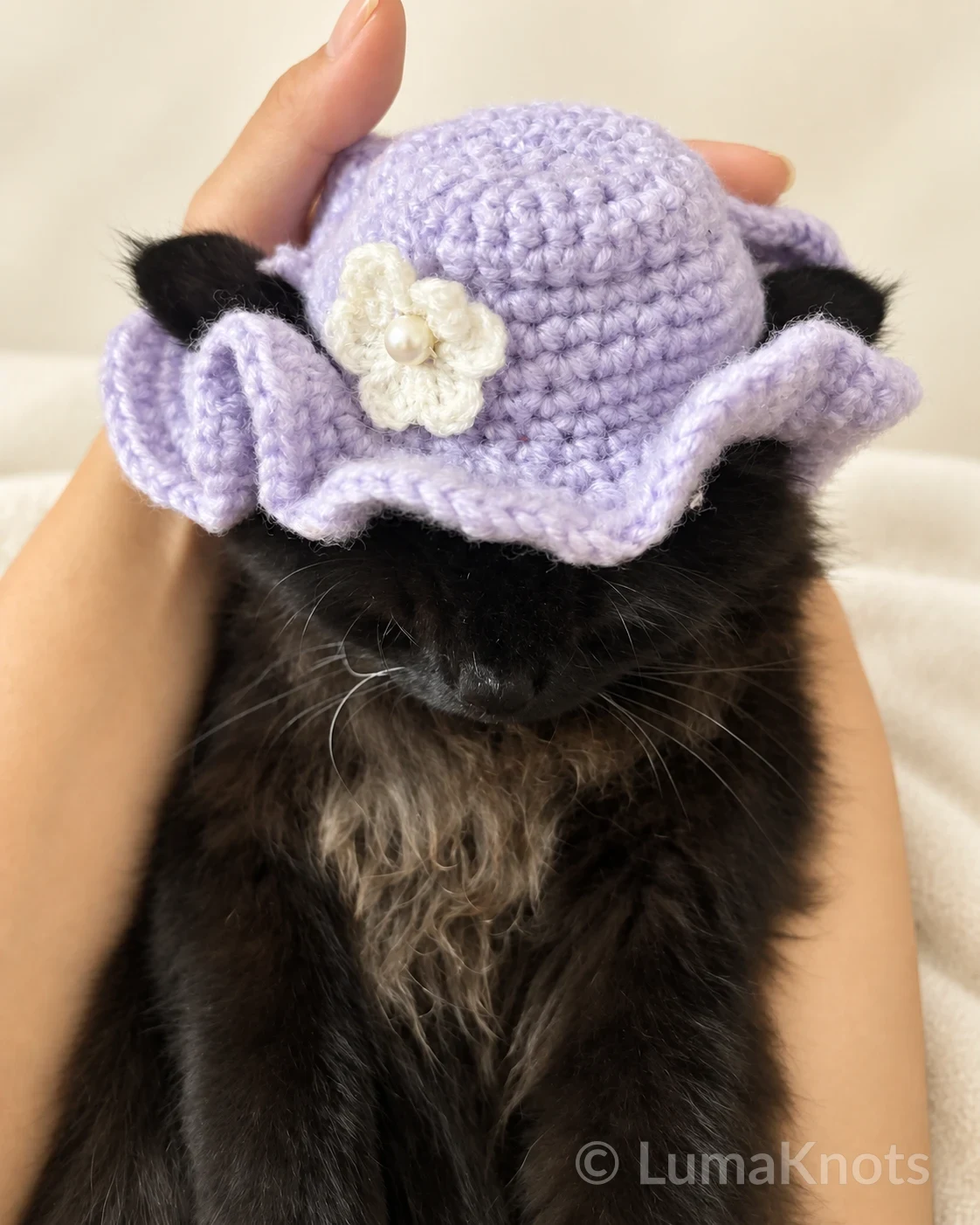 Lilac Flower Crochet Pet Hat