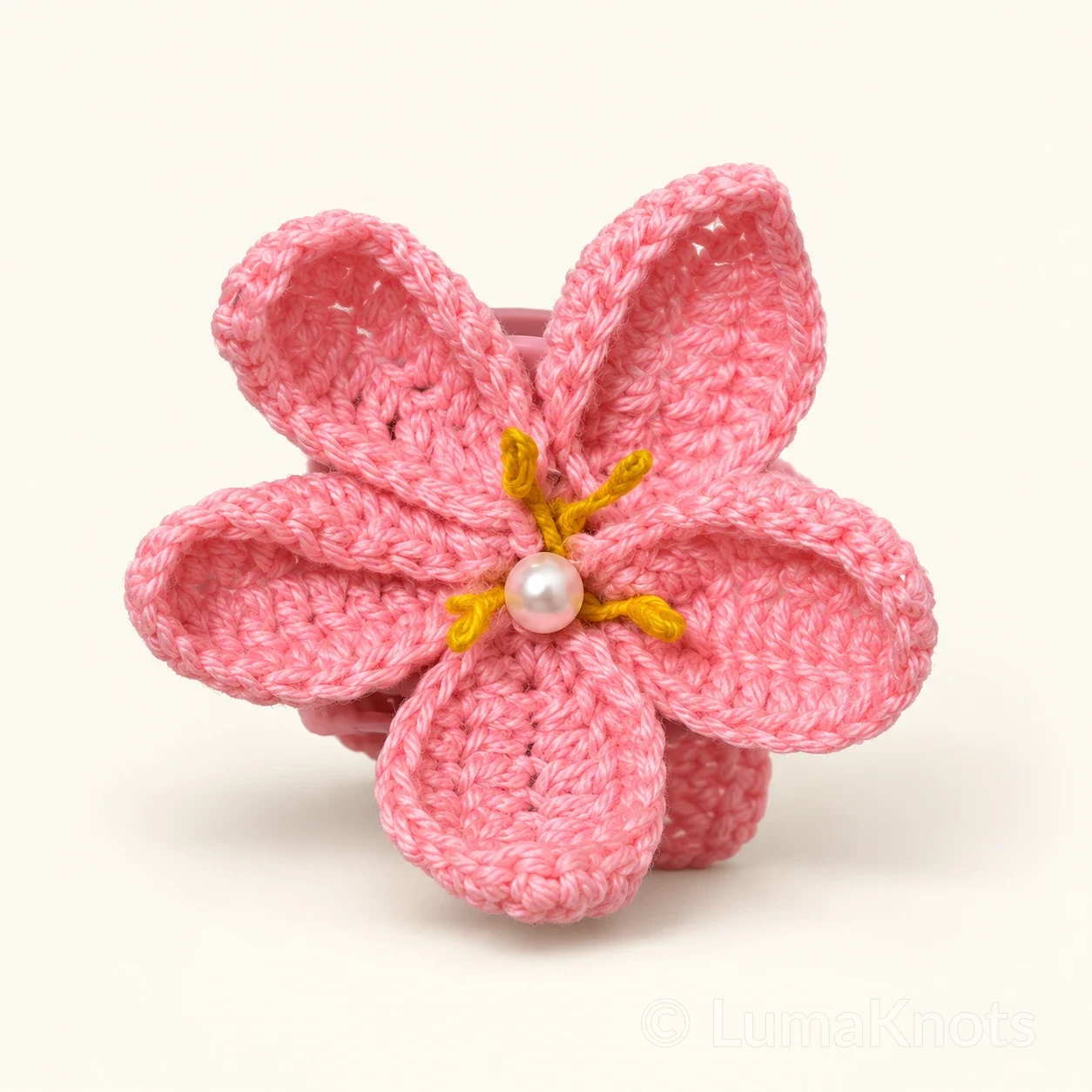 Pink Flower Crochet Claw Clip