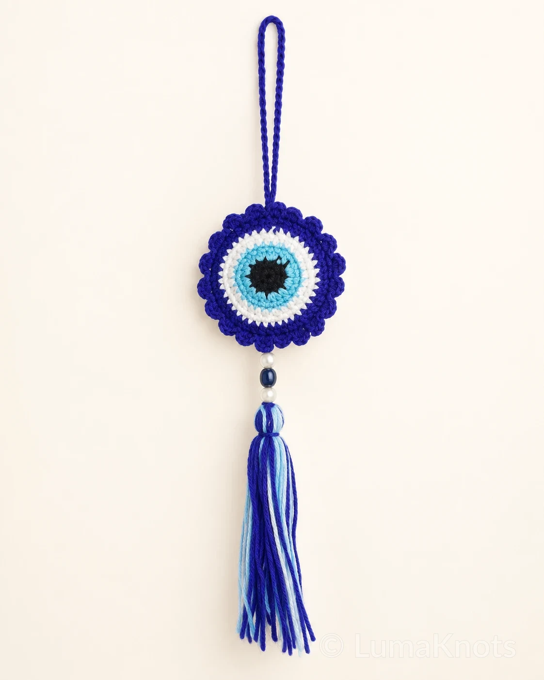 Blue Evil Eye Crochet Hanging