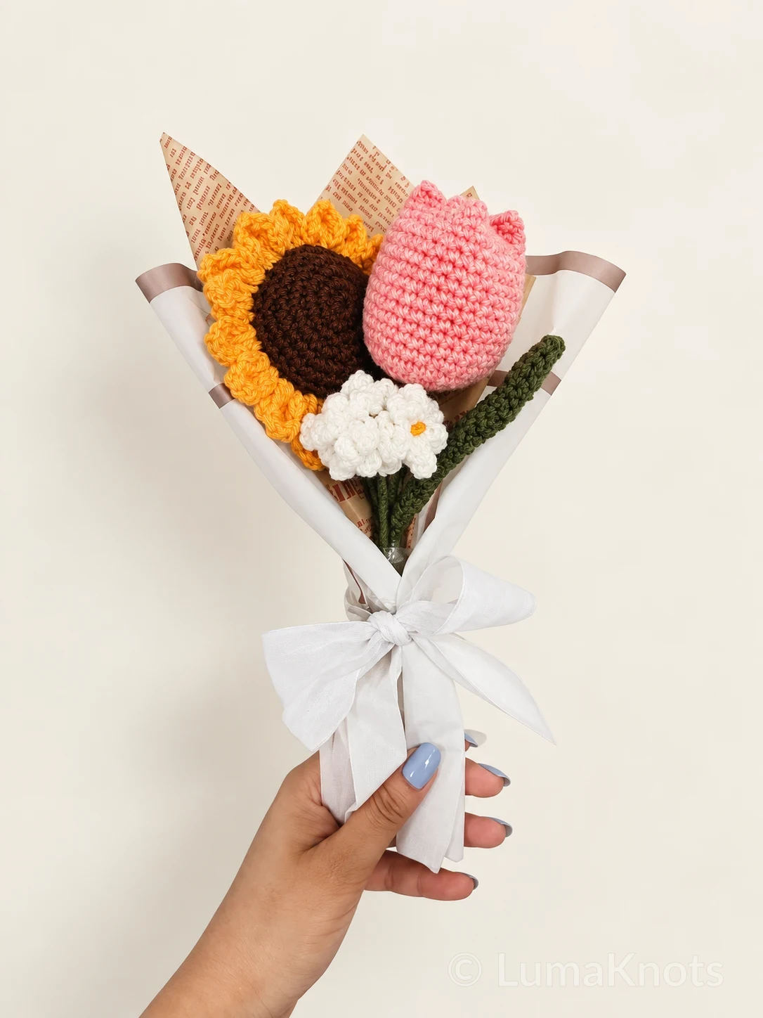 Sunflower & Tulip Crochet Bouquet